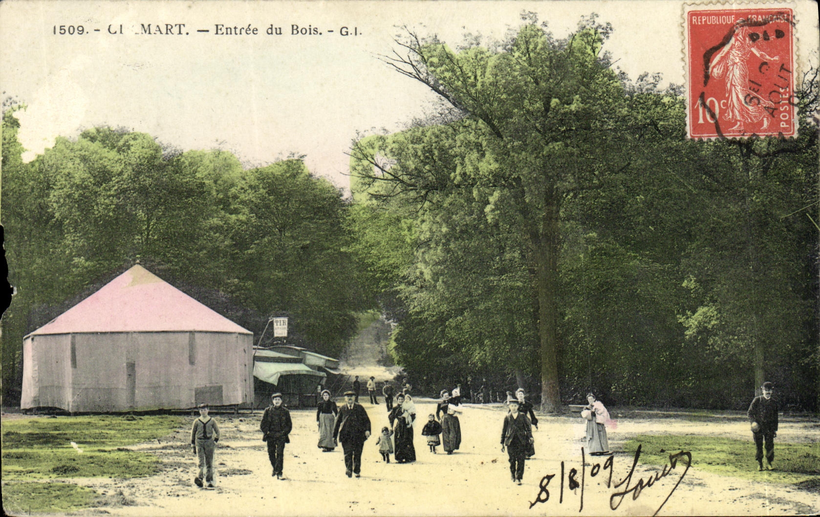 POSTAL Clamart de la VENDIMIA entrado del capital de madera