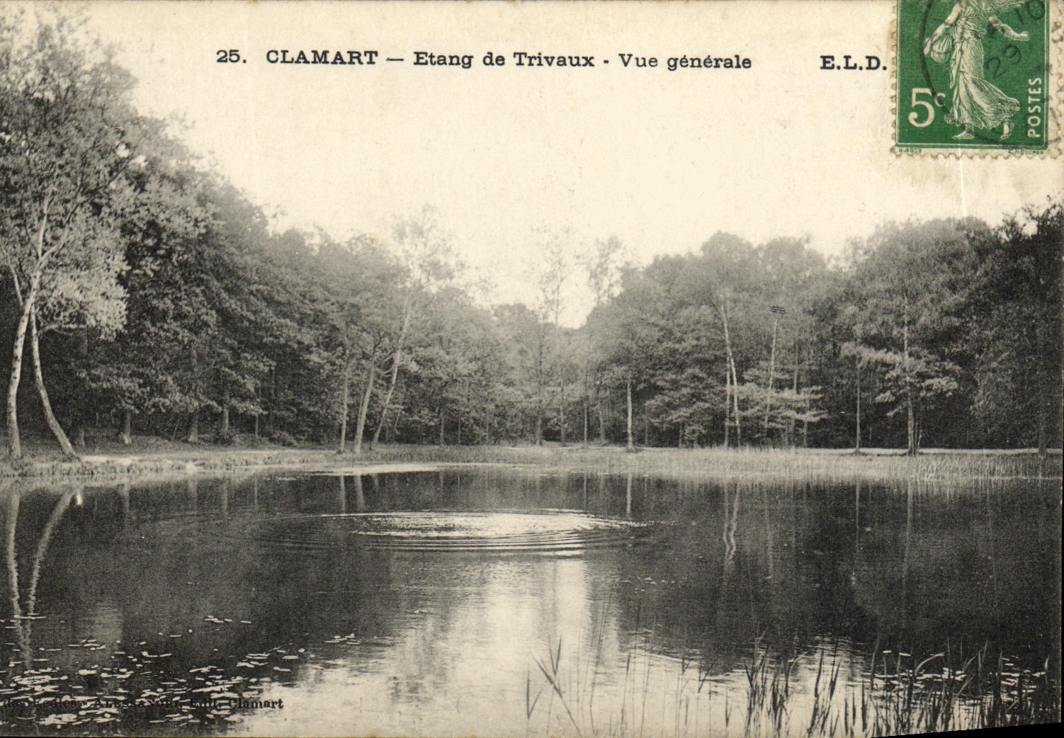 VINTAGE POSTCARD Clamart Pond of Trivaux View