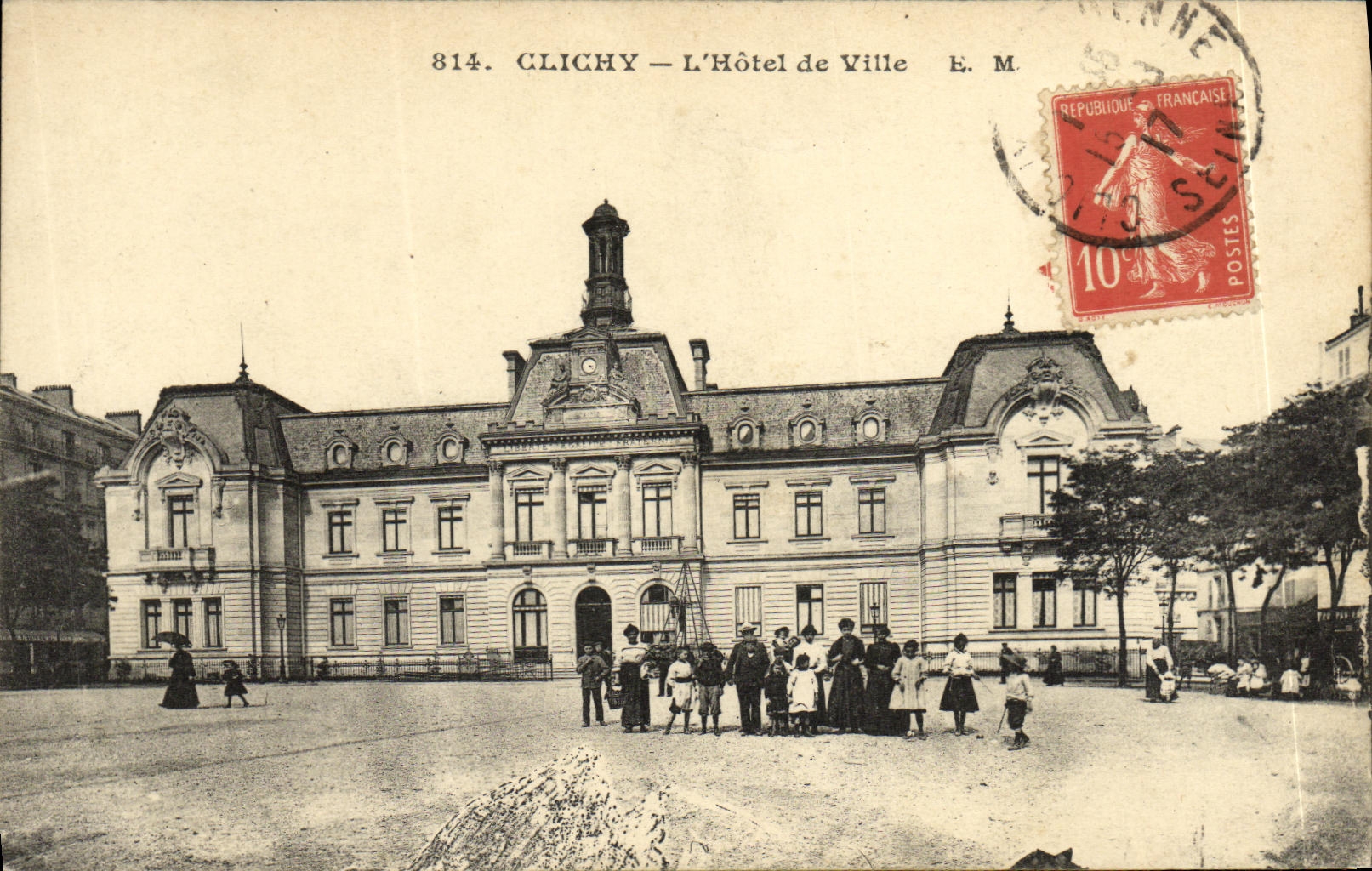 VINTAGE POSTCARD Clichy L Town hall