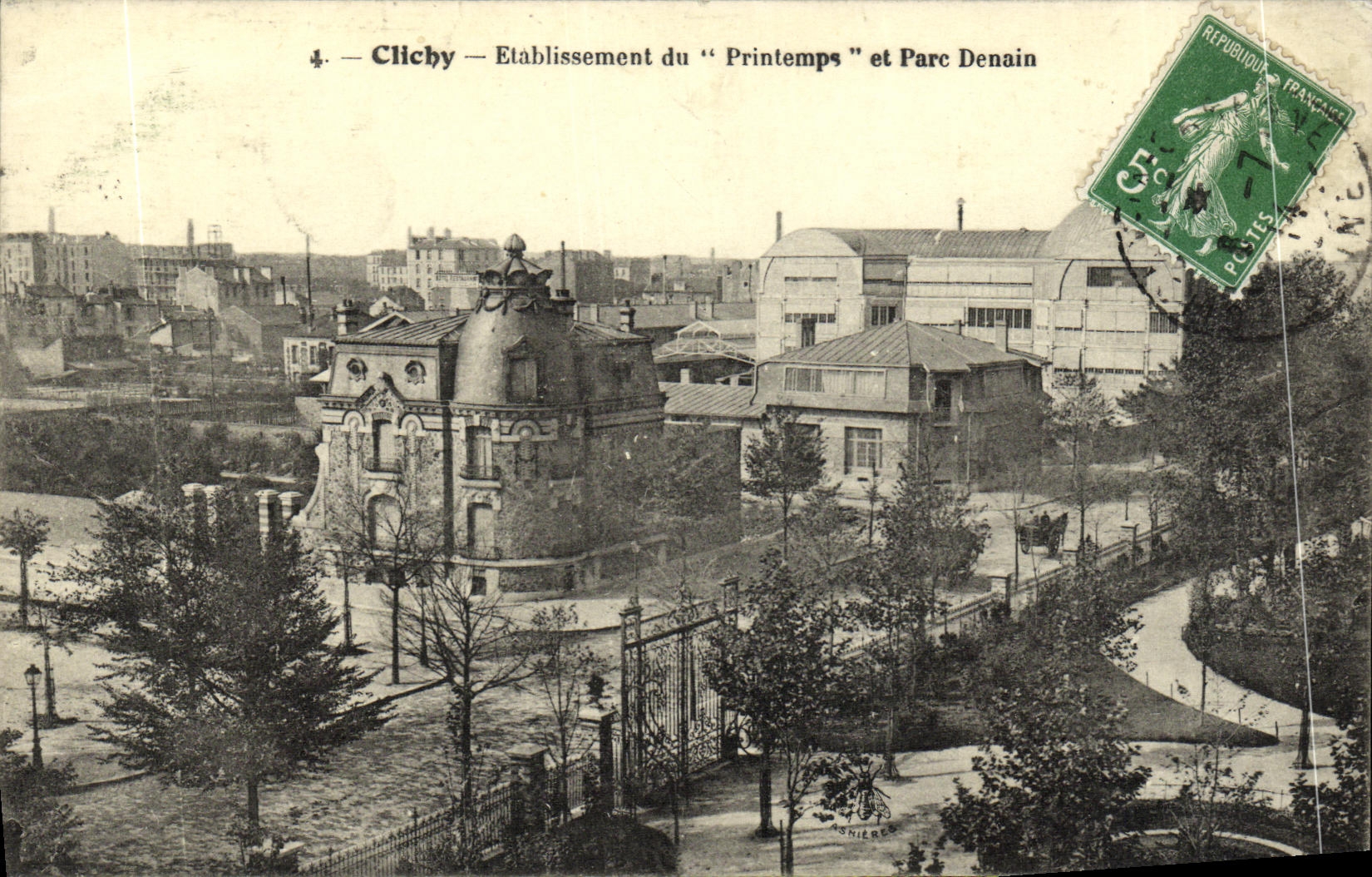 Establecimiento de Clichy de la POSTAL de la VENDIMIA de resorte y de parque de Denain