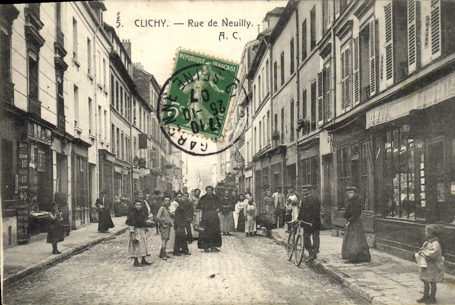 Calle de Clichy de la POSTAL de la VENDIMIA de la TAPA de Neuilly