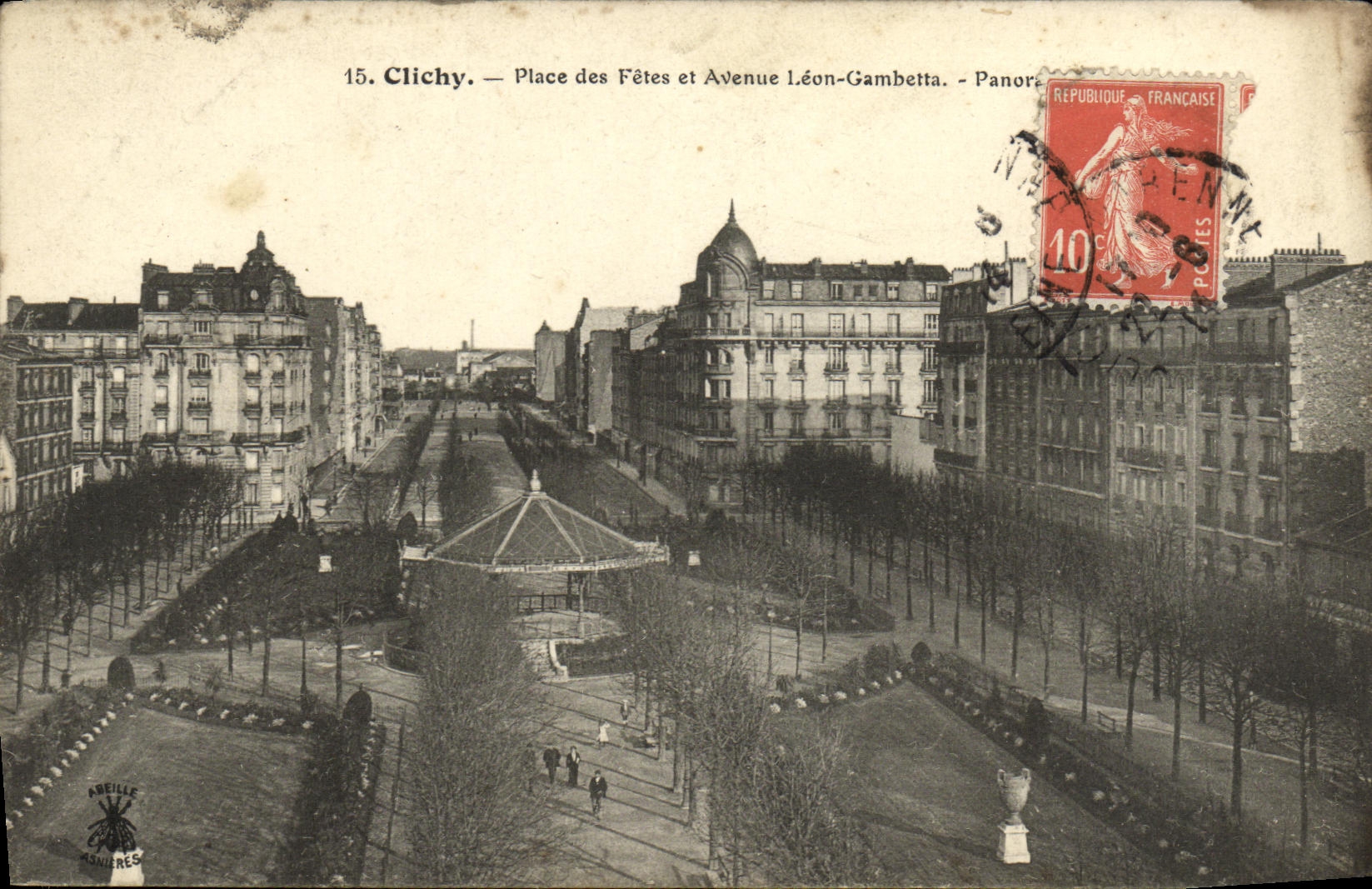 La POSTAL Clichy de la VENDIMIA pone festivales y que ocurrio panorama de Leon Gambetta