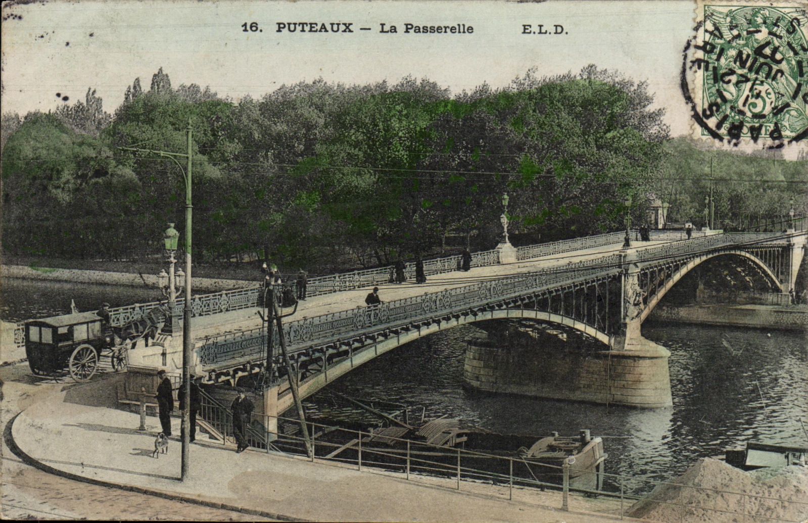 VINTAGE POSTCARD Puteaux the Footbridge