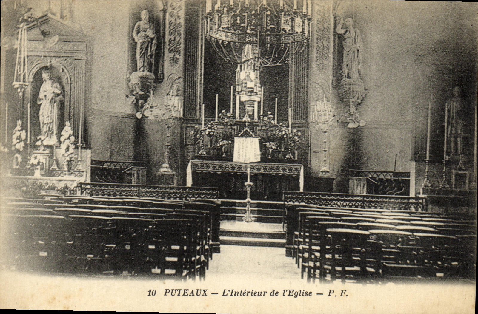 VINTAGE POSTCARD Puteaux L Interior of L Church
