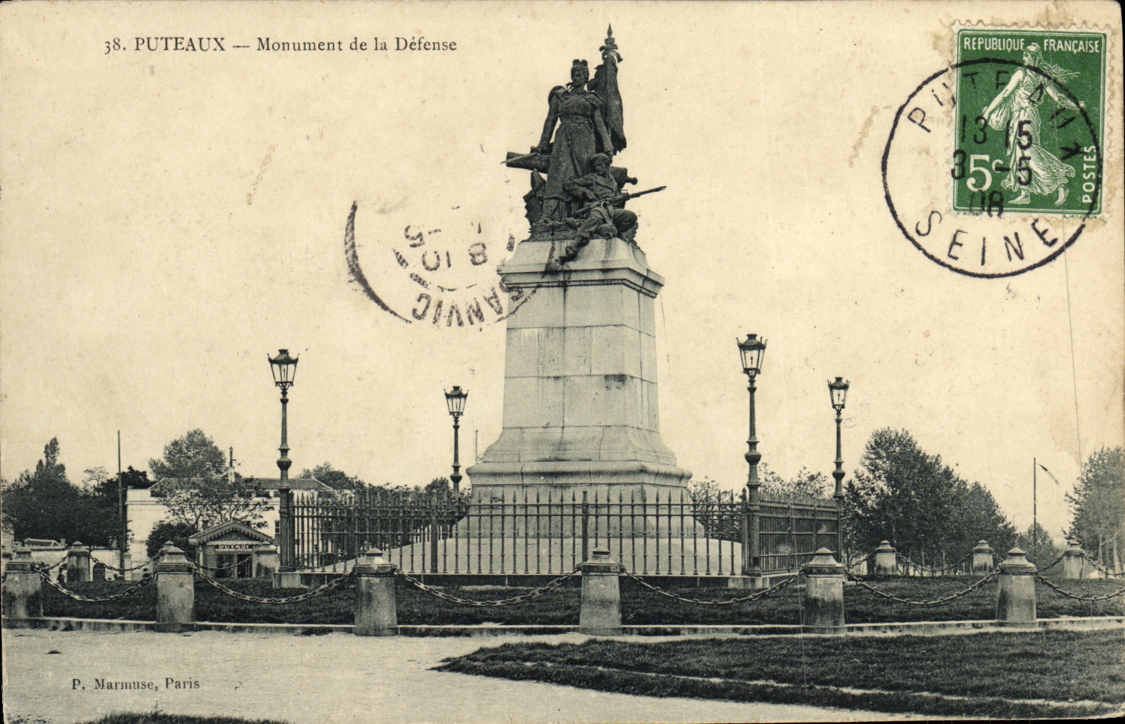 VINTAGE POSTCARD Puteaux Monument of Defense