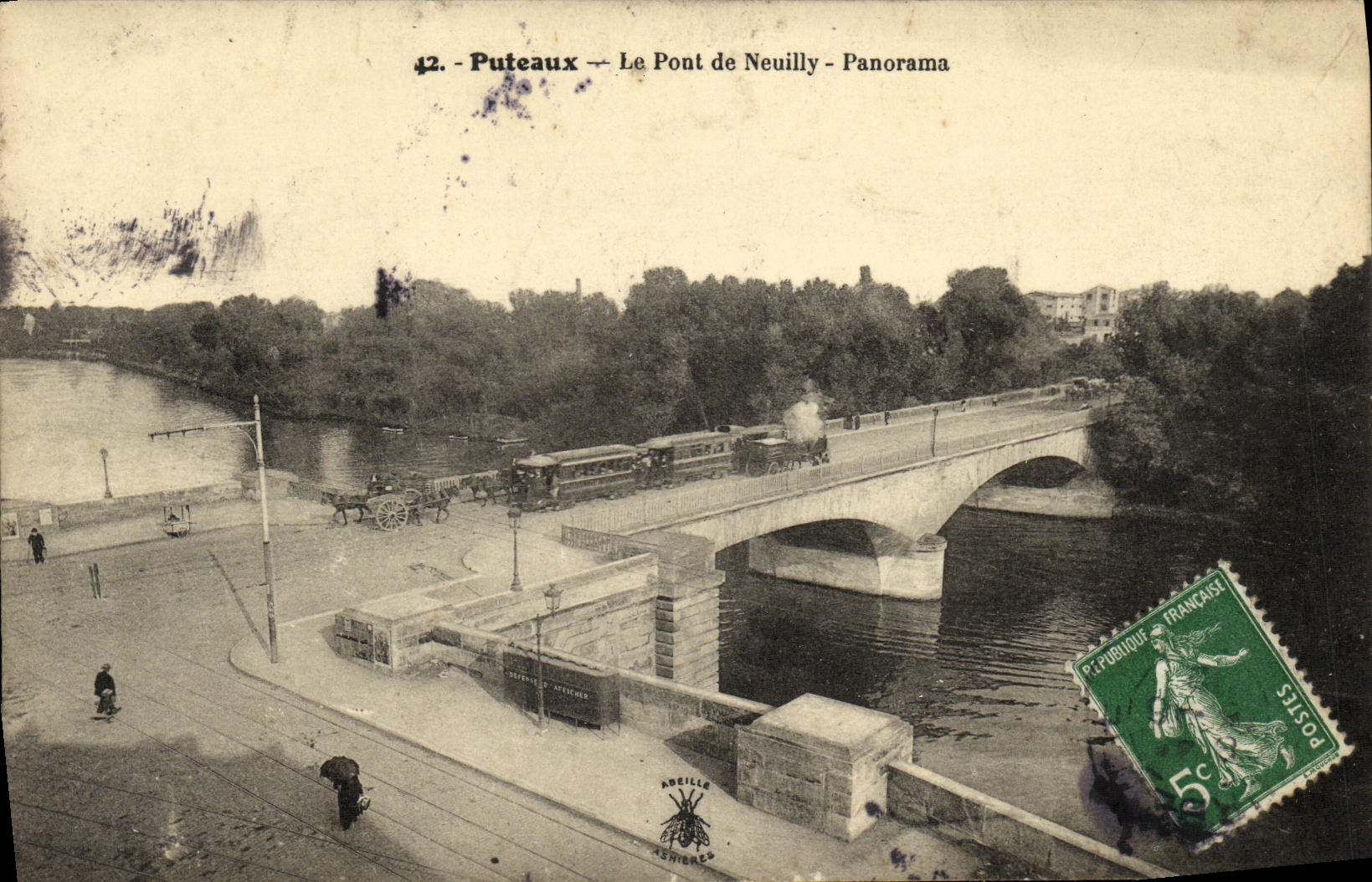 POSTAL Puteaux de la VENDIMIA el puente del panorama de Neuilly