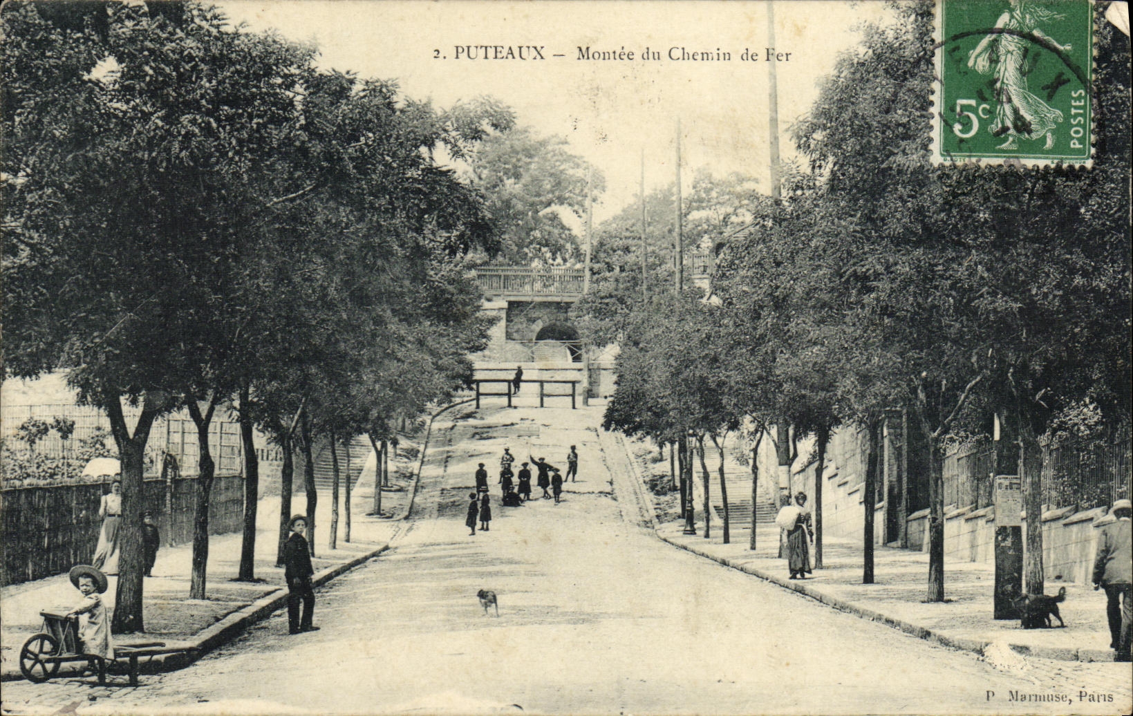 VENDIMIA Puteaux montado POSTAL del ferrocarril