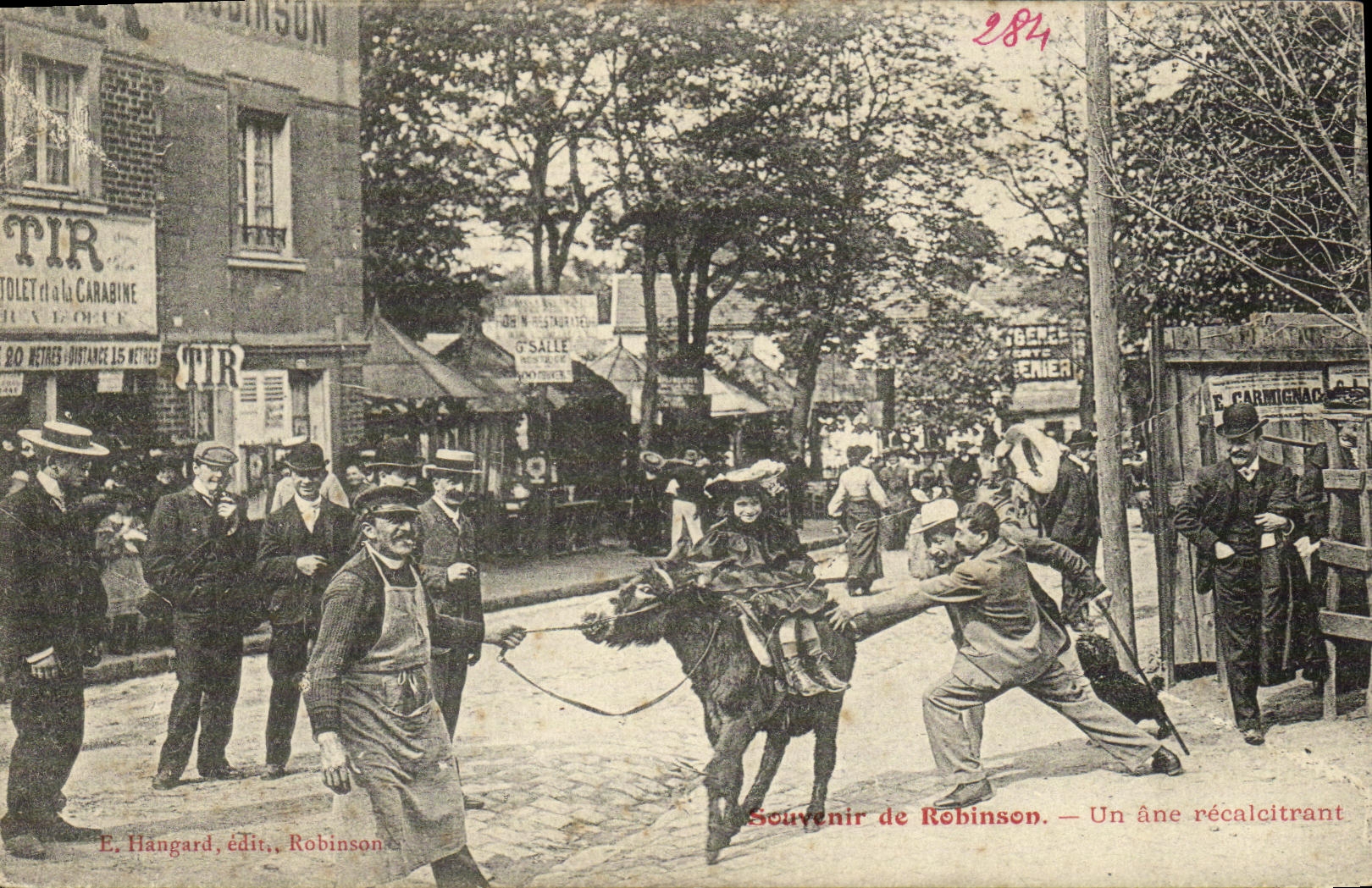 POSTAL de la VENDIMIA para recordar de Robinson un asno recalcitrante