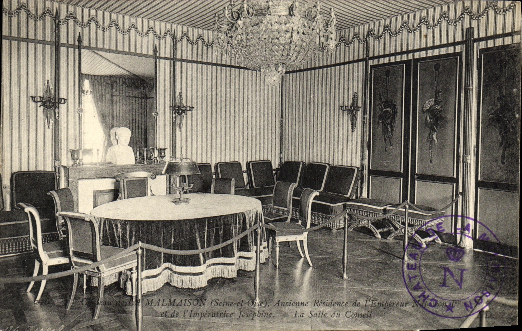 VINTAGE POSTCARD Rueil Castle of Malmaison Old residence of Napoleon the 1st room of the council