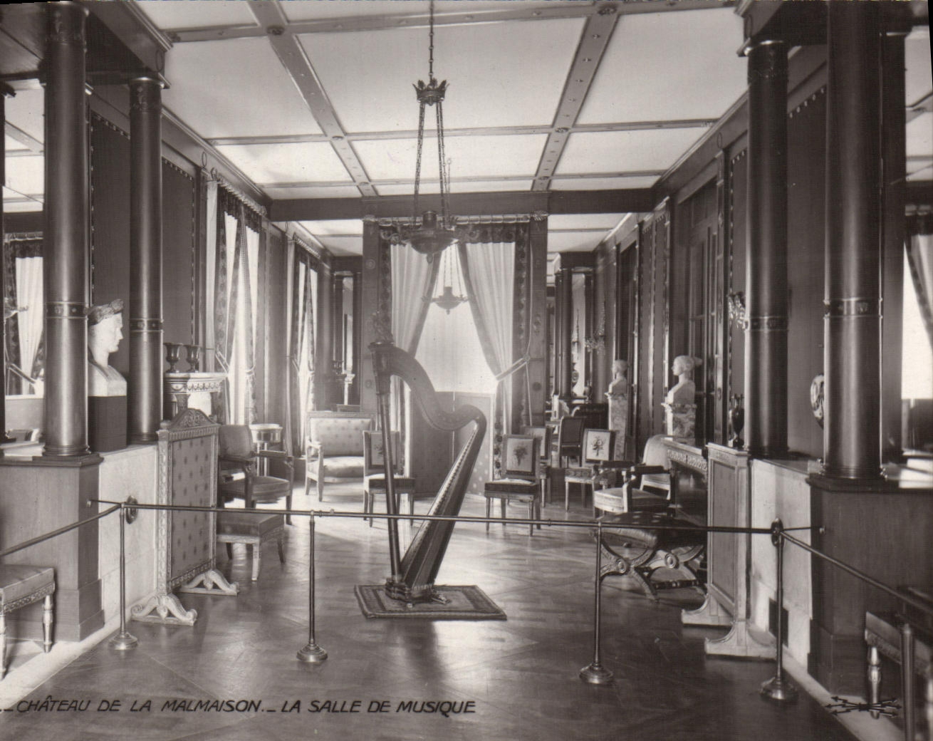 VINTAGE POSTCARD Castle of Malmaison the Room of Music