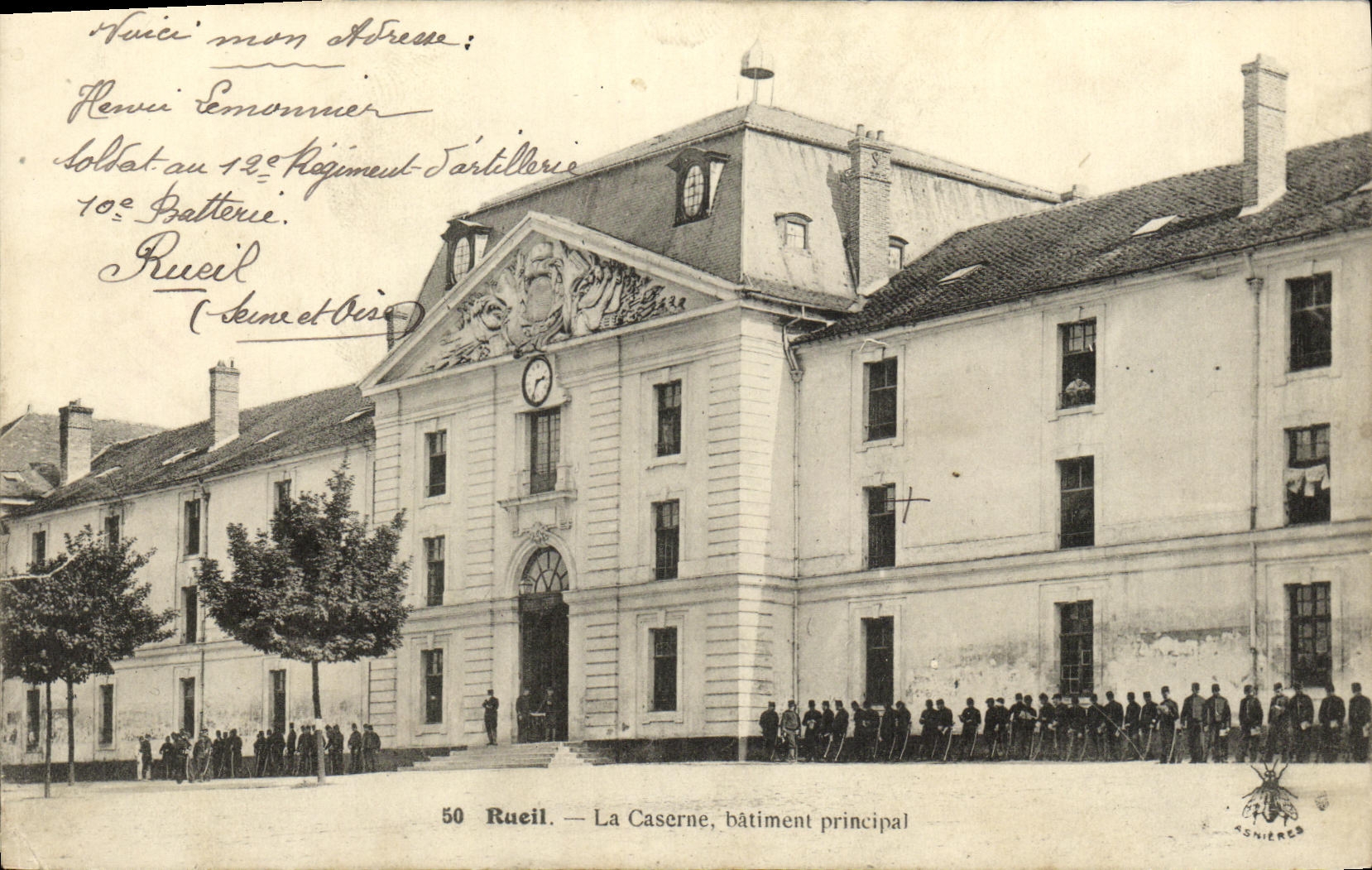 VINTAGE POSTCARD Rueil the Barracks building principal Militaria