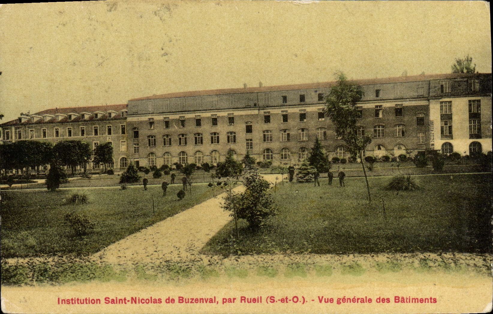 VINTAGE POSTCARD Institution Saint Nicolas of Buzenval by Rueil View of the Building industries