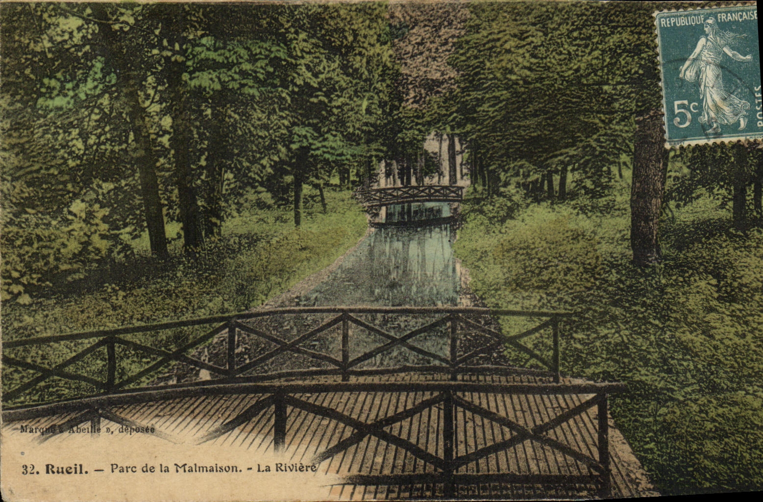 VINTAGE POSTCARD Rueil Park of Malmaison the River