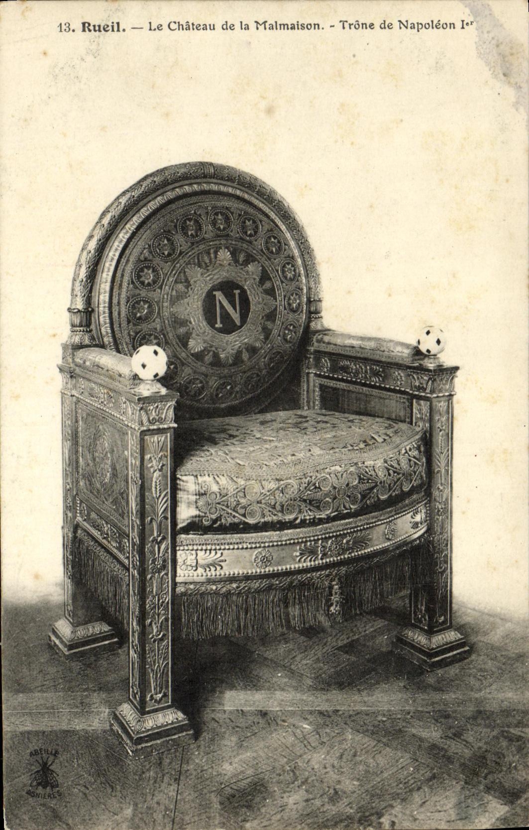 VINTAGE POSTCARD Rueil the Castle of Malmaison Throne of Napoleon L er