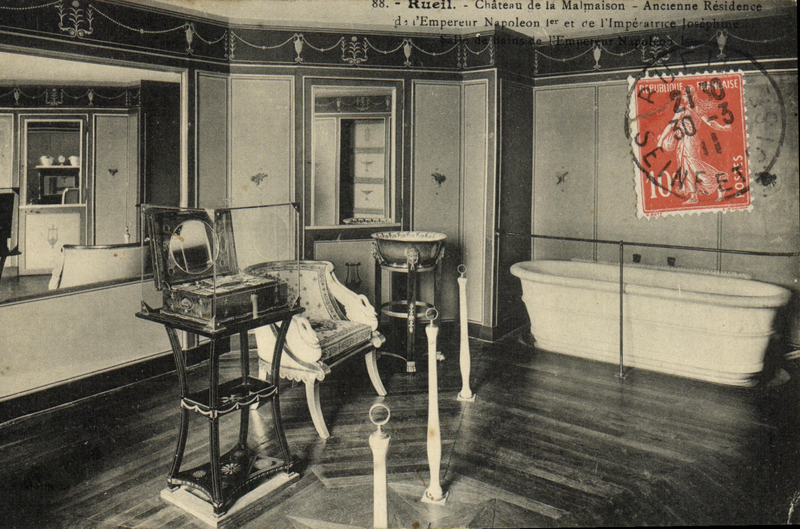 VINTAGE POSTCARD Rueil the Castle of Malmaison Old Residence of Napoleon 1st Bathroom