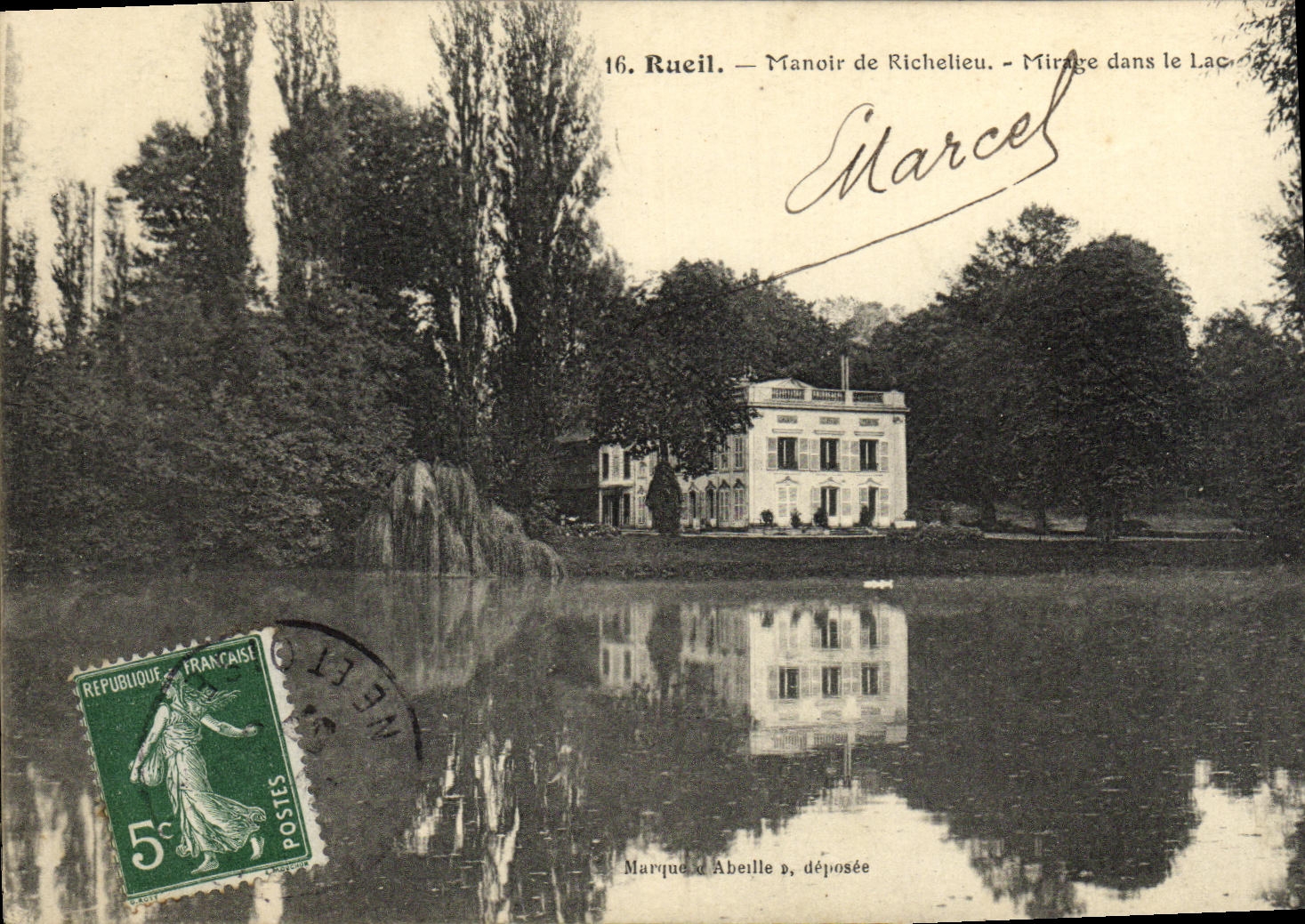 VINTAGE POSTCARD Rueil Manor of Richelieu Mirage in Lake