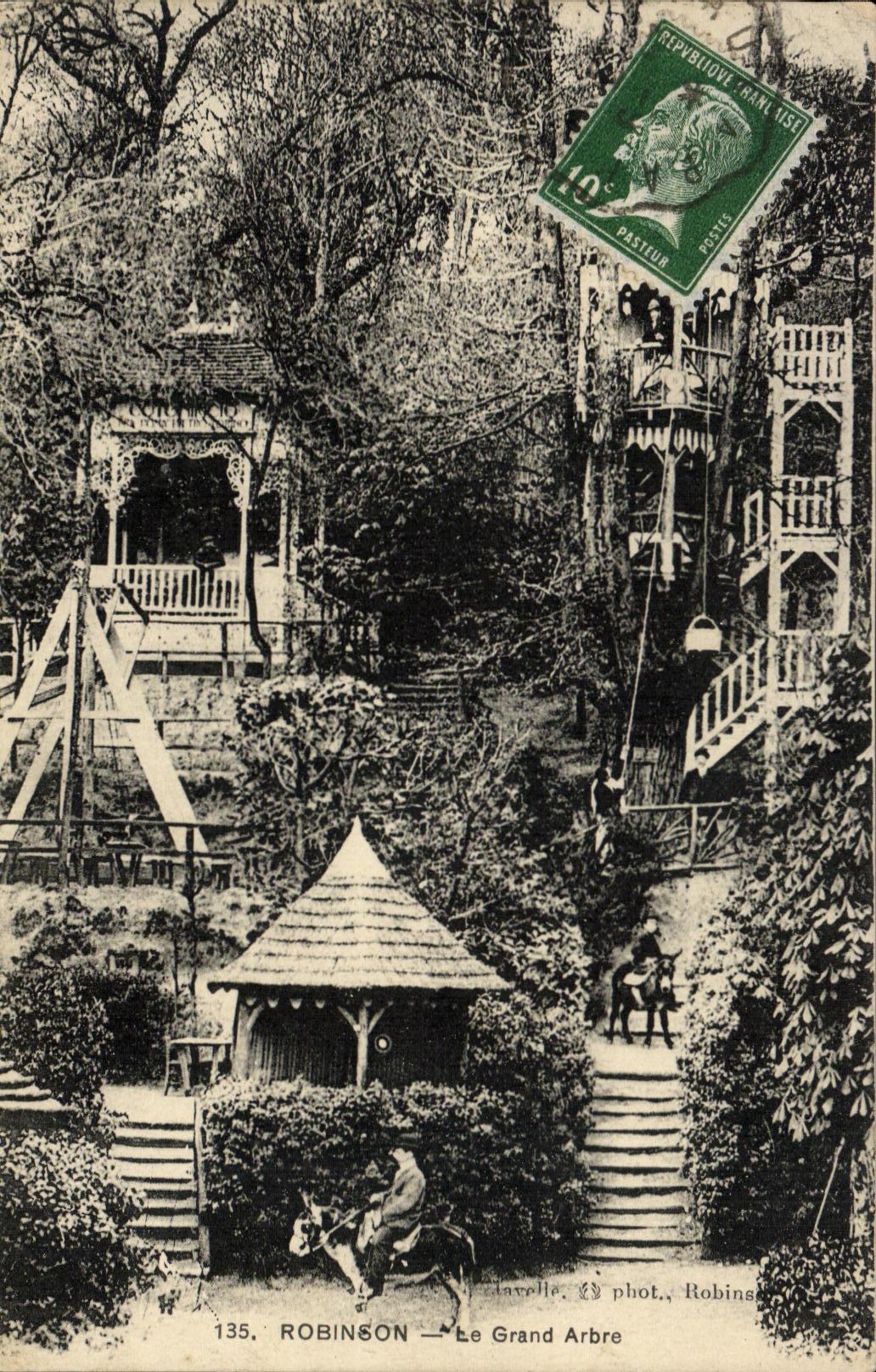 POSTAL Robinson de la VENDIMIA los asnos grandes del arbol