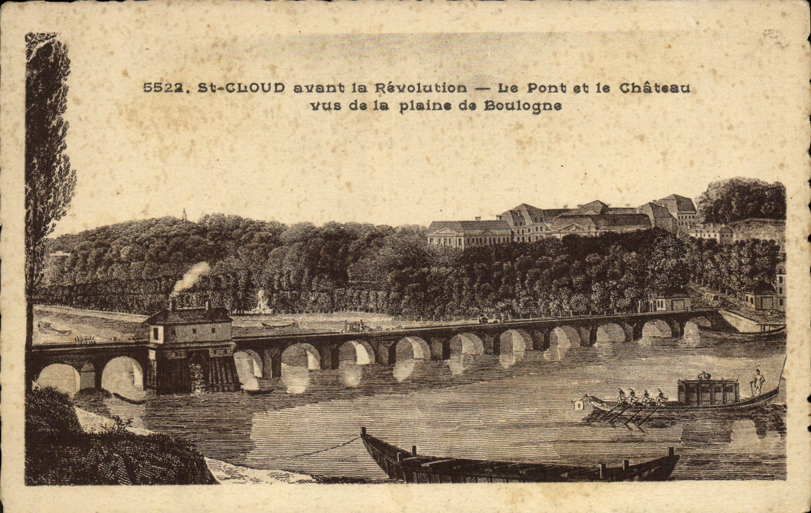CPA St Cloud avant la Revolution Le Pont et le Chateau Vus de la plaine de Boulogne