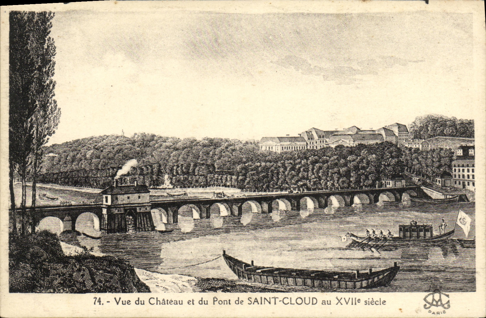 Parque de la POSTAL de la VENDIMIA de nube Saint visto del castillo y del puente de