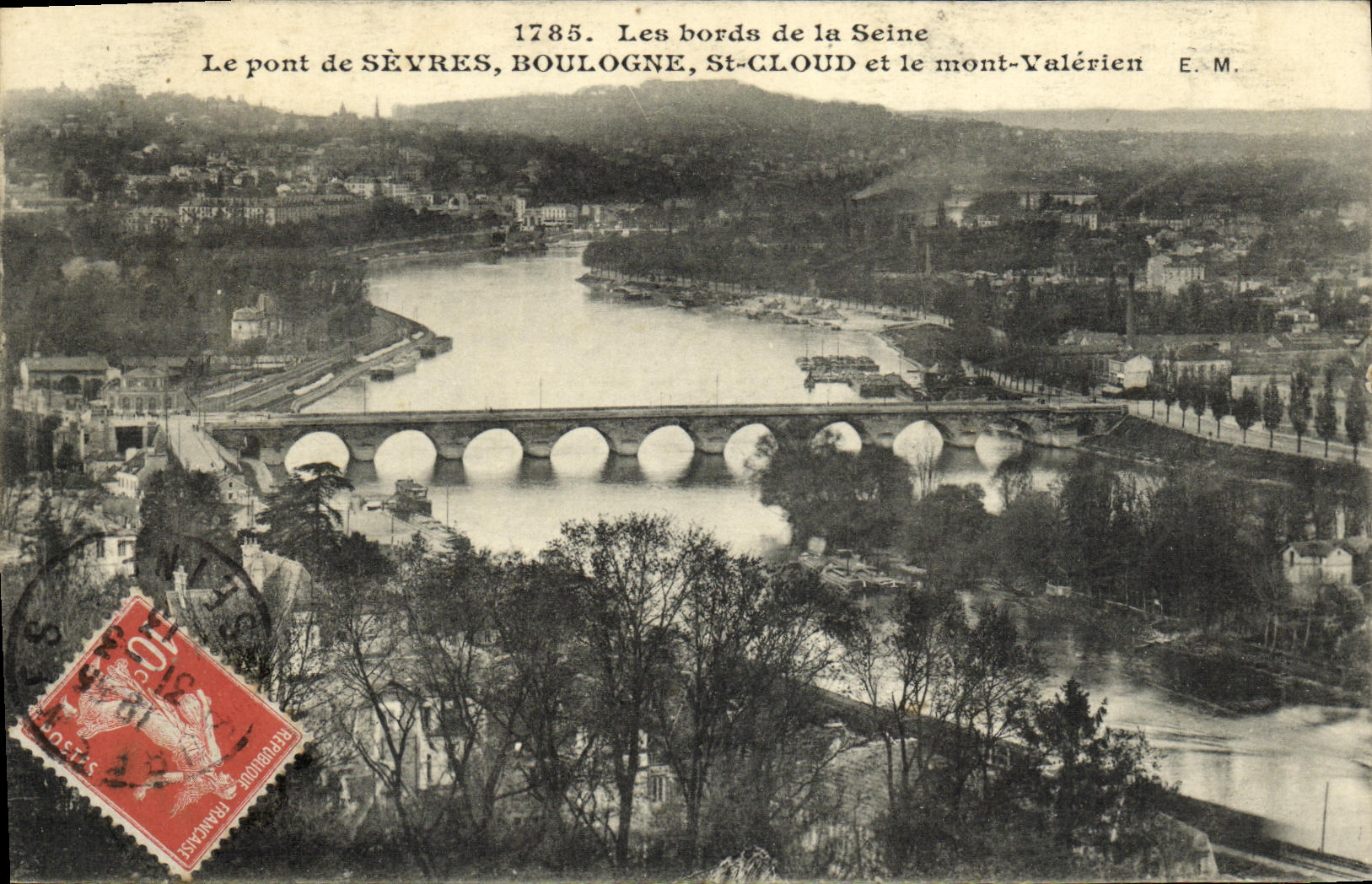 POSTAL Parc de la VENDIMIA de la nube Saint el puente de Boulogne separado y del montaje de Valerien