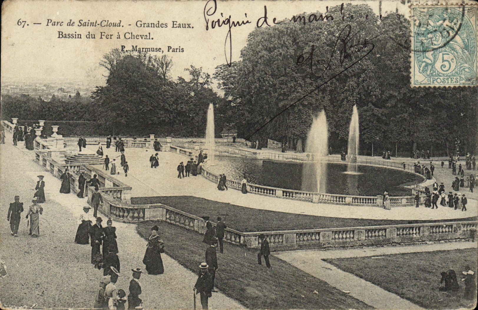 CPA Parc de Saint Cloud Grande Eaux Bassin du Fer Cheval