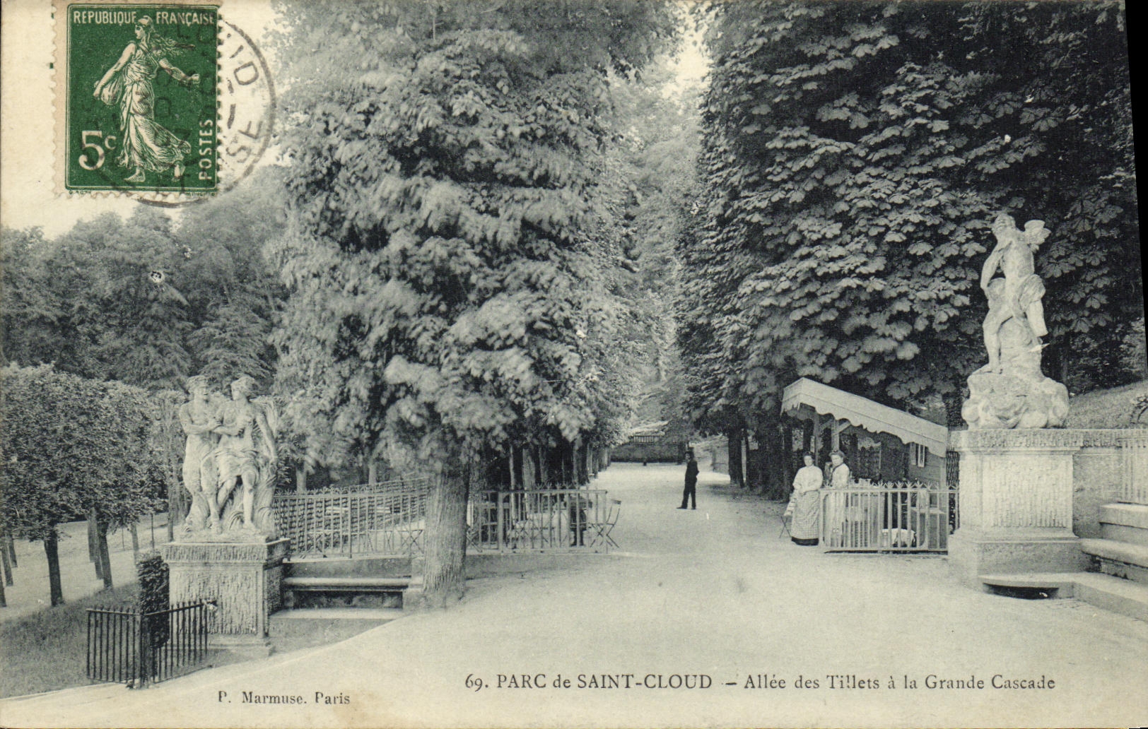 VINTAGE POSTCARD Park of Cloud Saint the Park Gone of Tillets to Large the Cascades