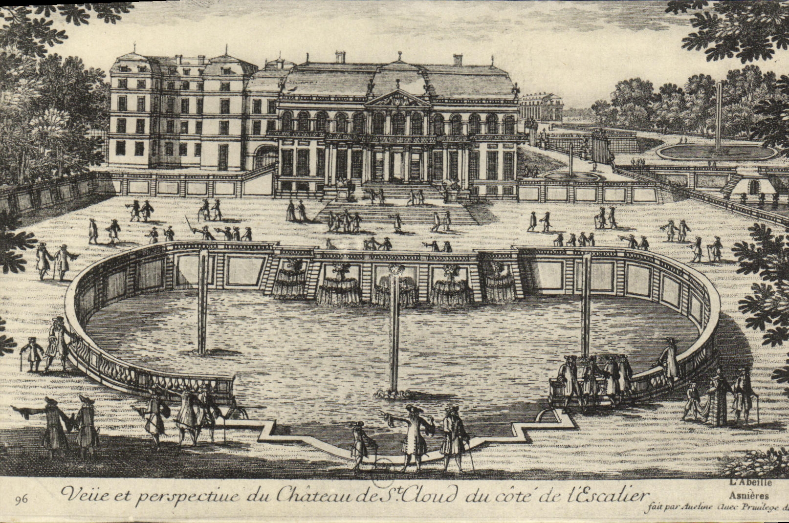 VINTAGE POSTCARD Park of Cloud Saint Seen and perspective of the castle