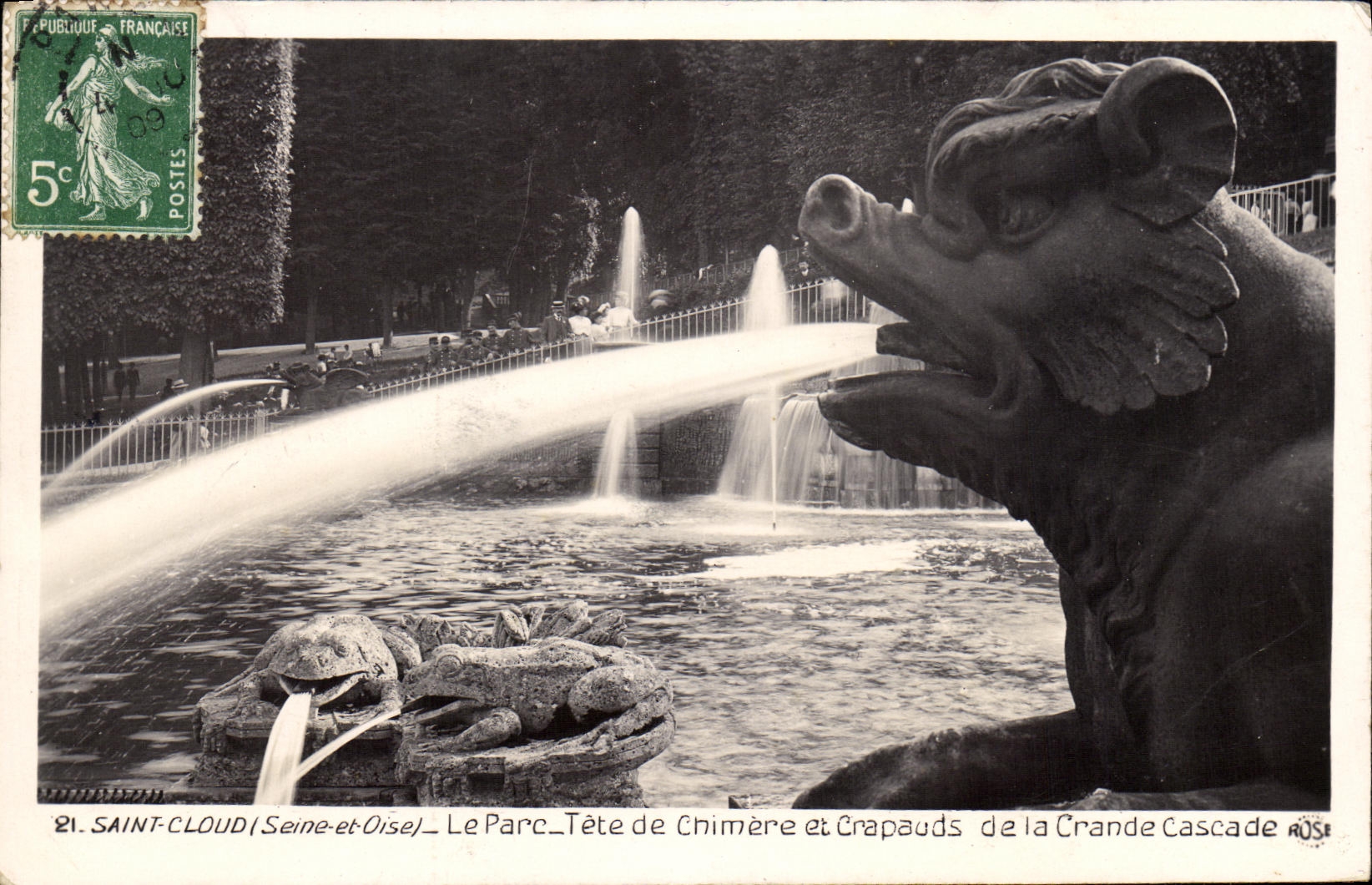 VINTAGE POSTCARD Park of Saint Cloud Head of Dream and Crapauds of the Large Cascade Splashes