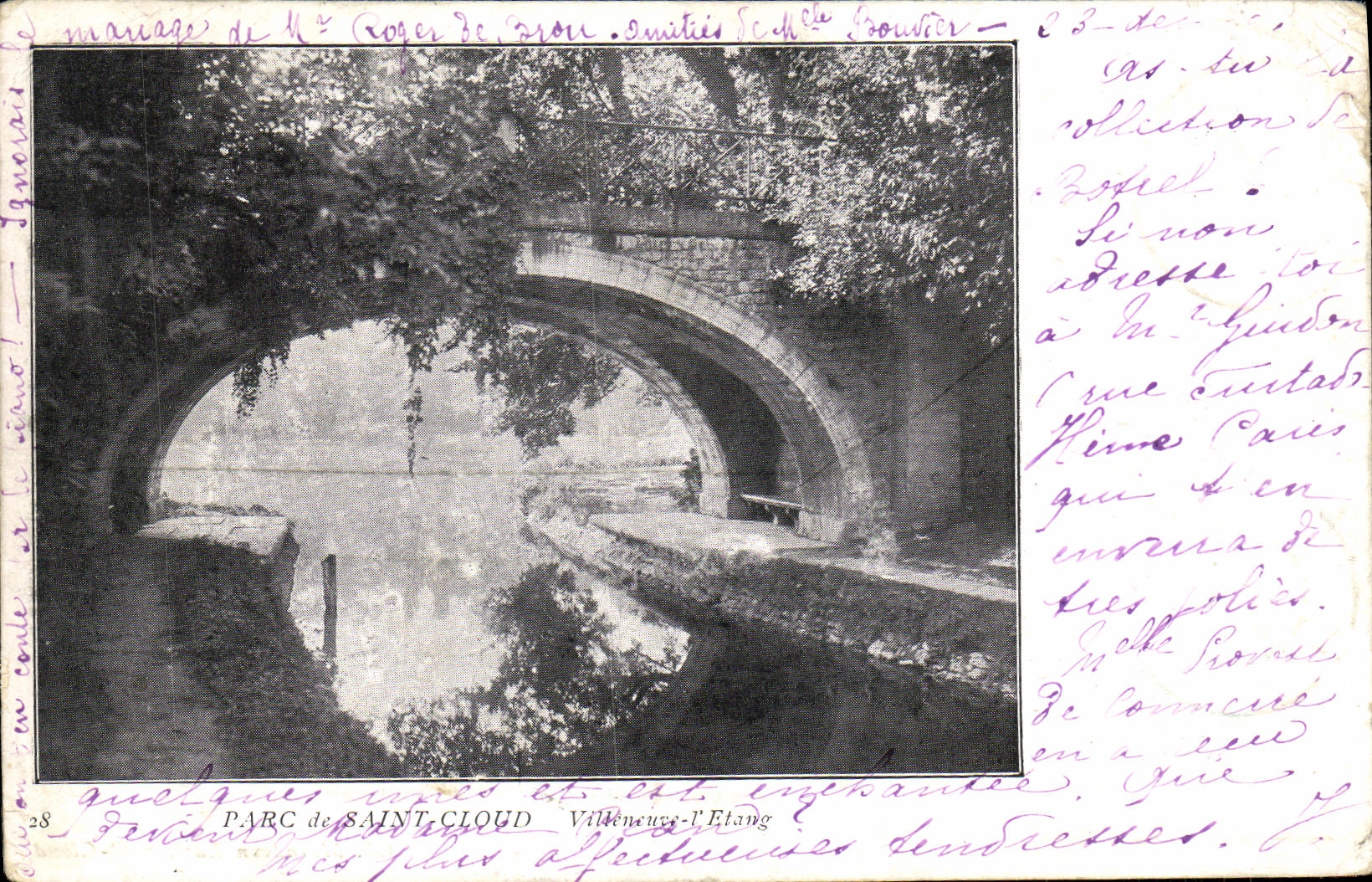VINTAGE POSTCARD Park of Saint Cloud Villeneuve L Pond
