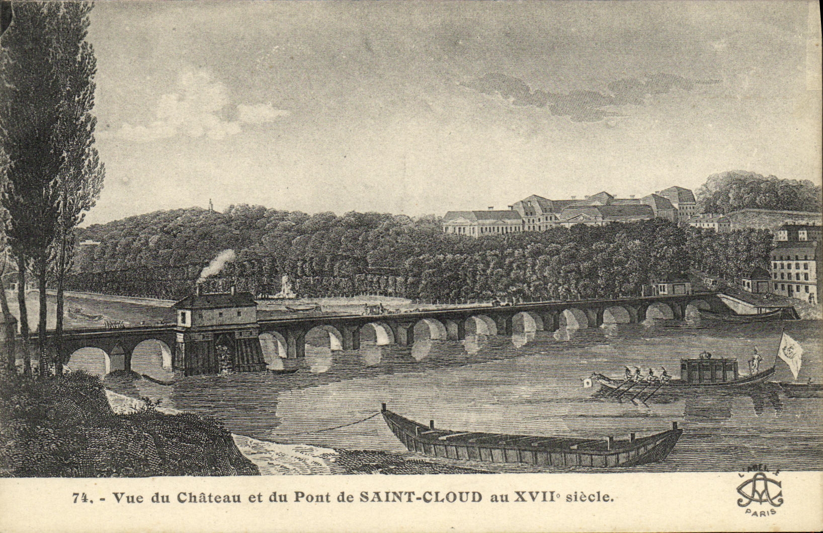 VINTAGE POSTCARD Park of Cloud Saint Seen Of the Castle with 17th