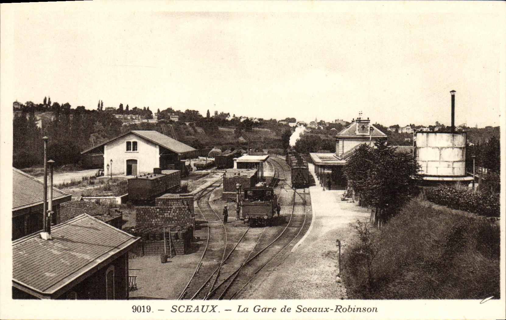 POSTAL de la VENDIMIA que el parque de estacion de tren de los sellos de Robinson sella
