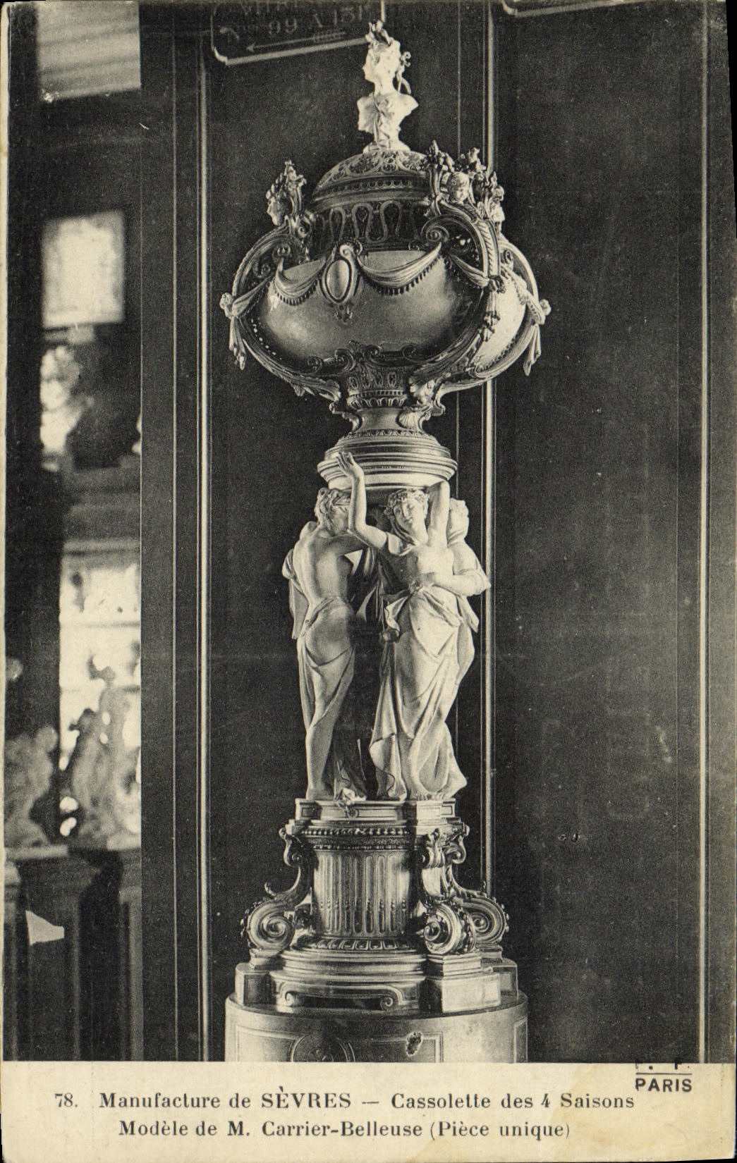 Fabricacion separada de la POSTAL de la VENDIMIA de Cassolette la estacion de 4 Modele vieja de Sr Carrier Bellevue