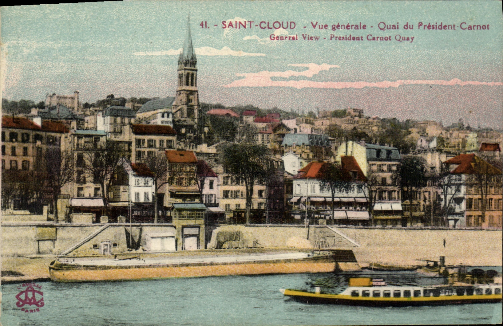 VINTAGE POSTCARD Holy Cloud View Quay President Carnot
