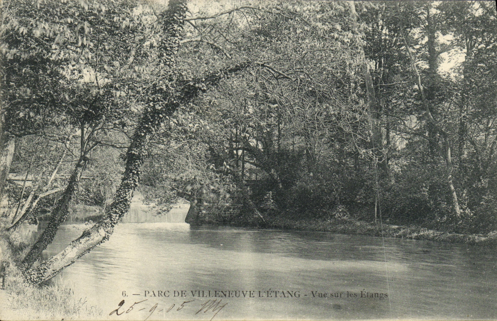 VINTAGE POSTCARD Park of Villeneuve L Pond Seen on the ponds