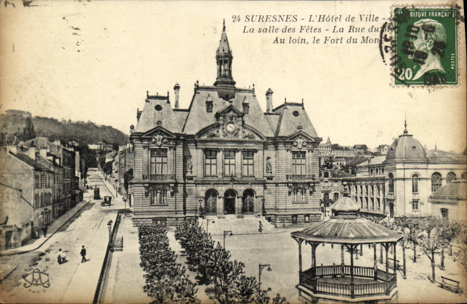 VINTAGE POSTCARD Suresnes L Town hall the Village hall