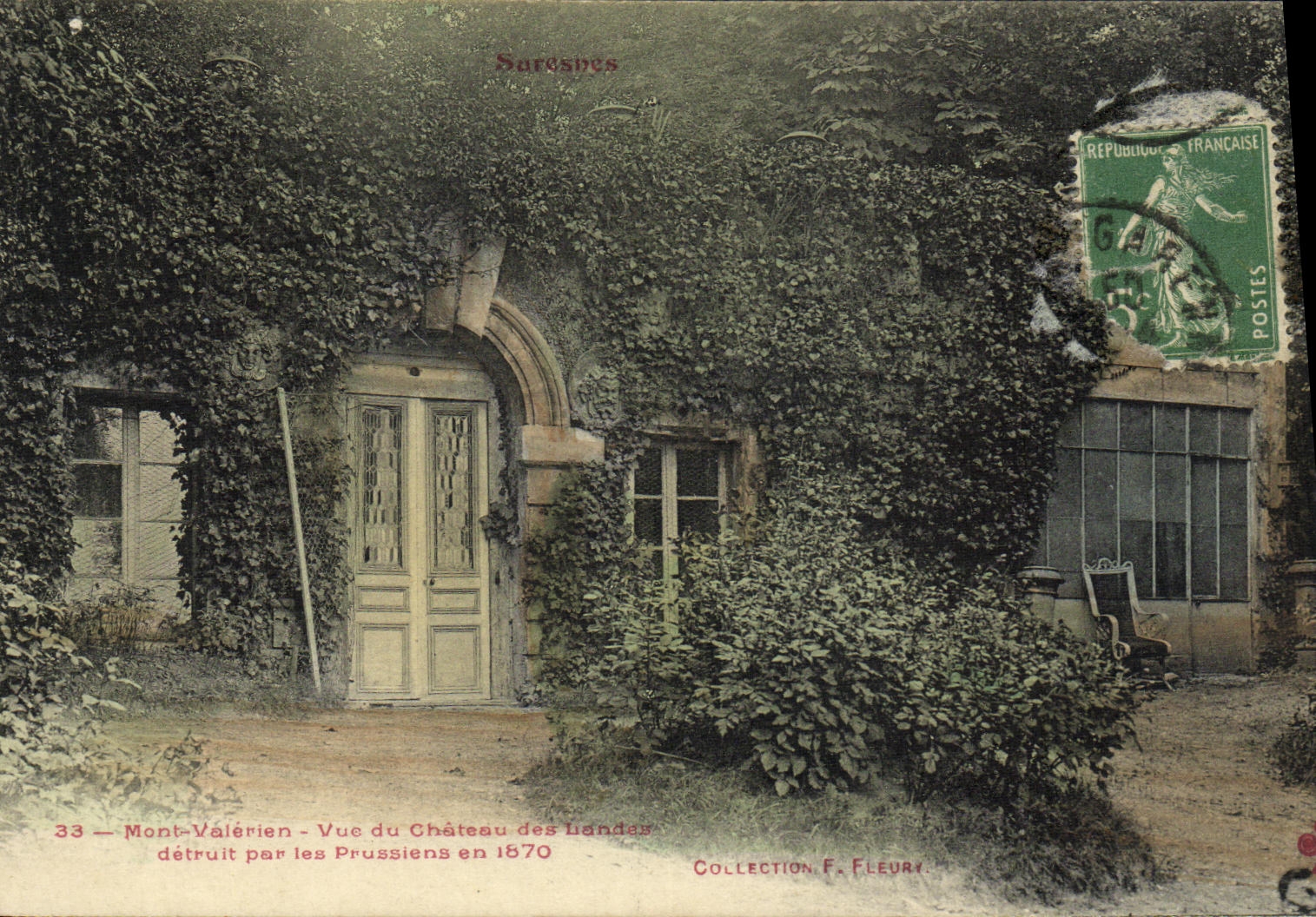 VINTAGE POSTCARD Mont Valerien Vu of the castle of the Moors destroys by the Prussians in 1871