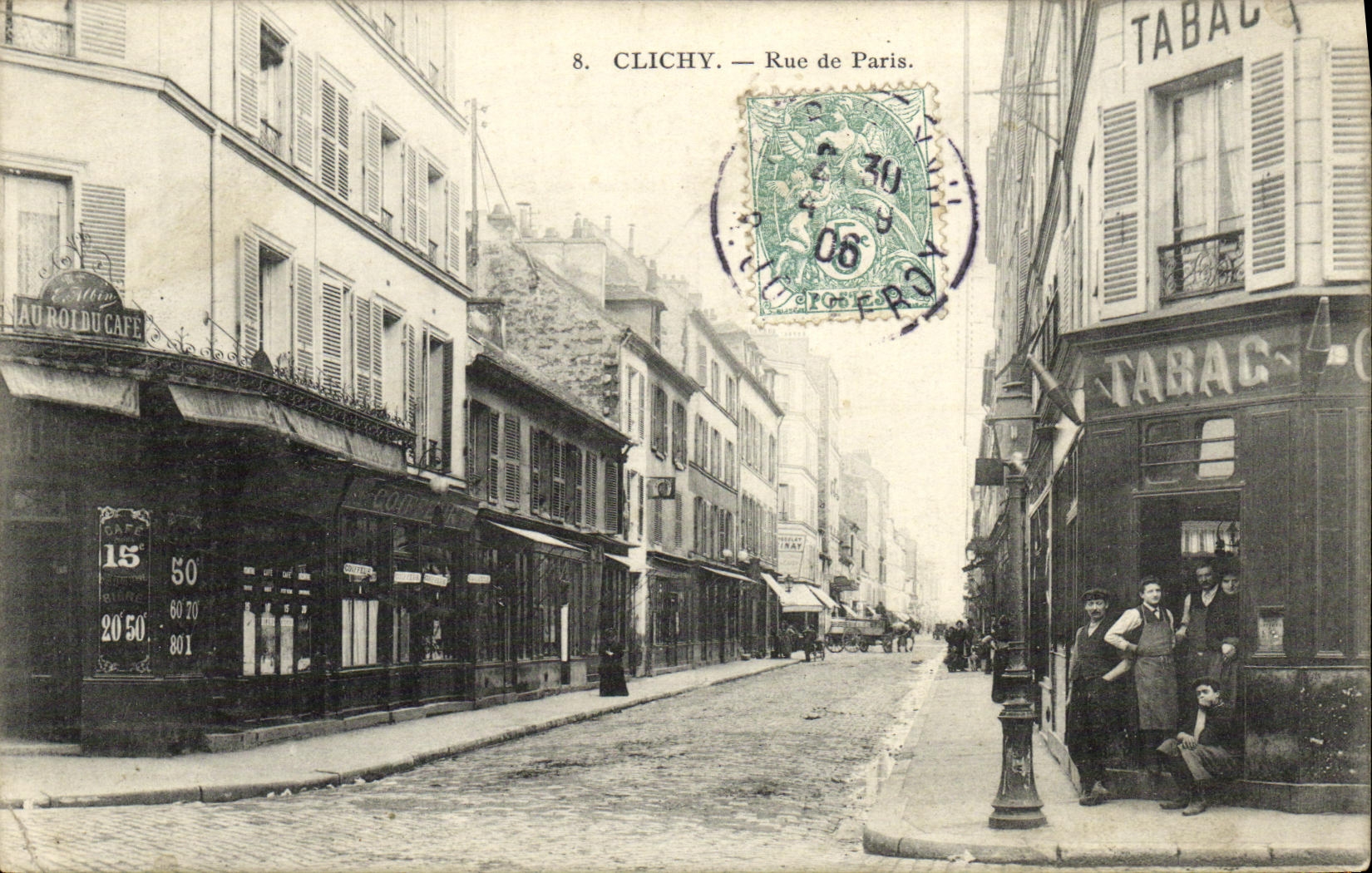 CPA Clichy Rue de Paris Tabac