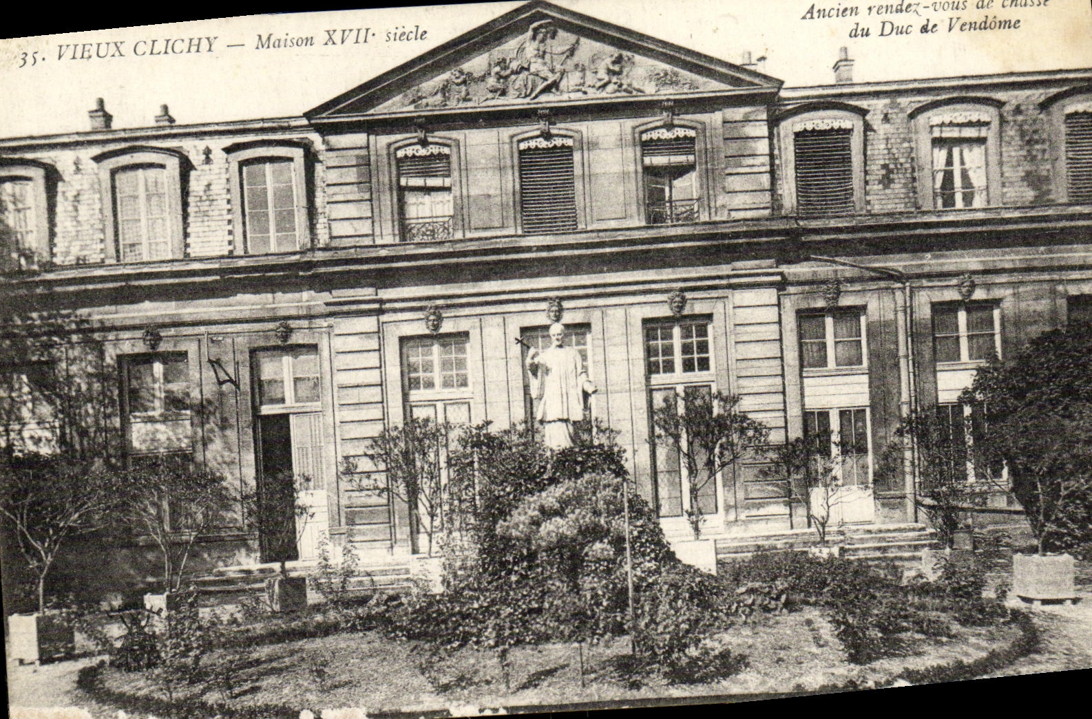 Vuelta de Clichy Maison de la POSTAL de la VENDIMIA 17ma vieja de la caza del duque de Vendome