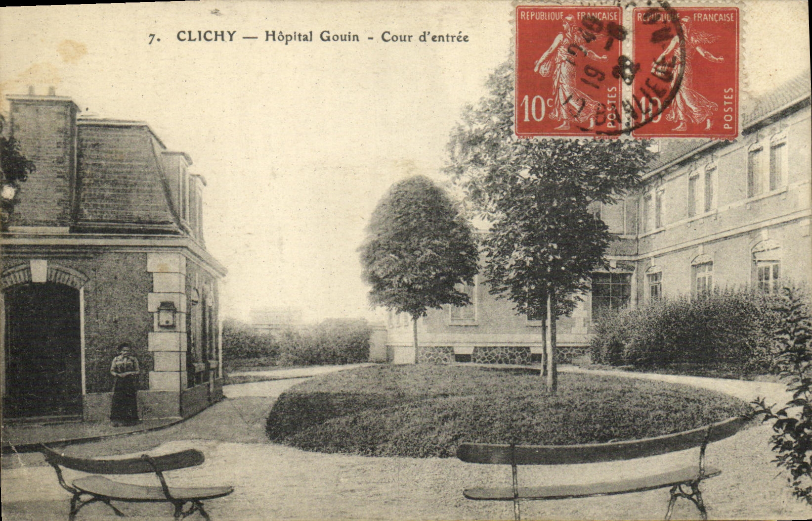 Corte D de Gouin del hospital de Clichy de la POSTAL de la VENDIMIA incorporada