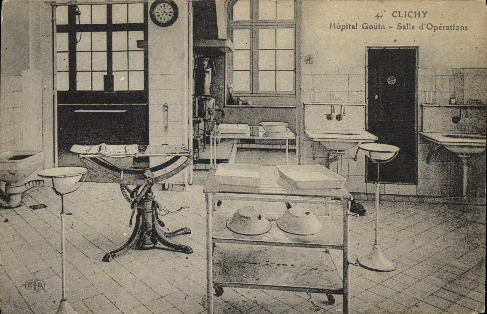 Cirugia de las operaciones del sitio D de Gouin del hospital de Clichy de la POSTAL de la VENDIMIA