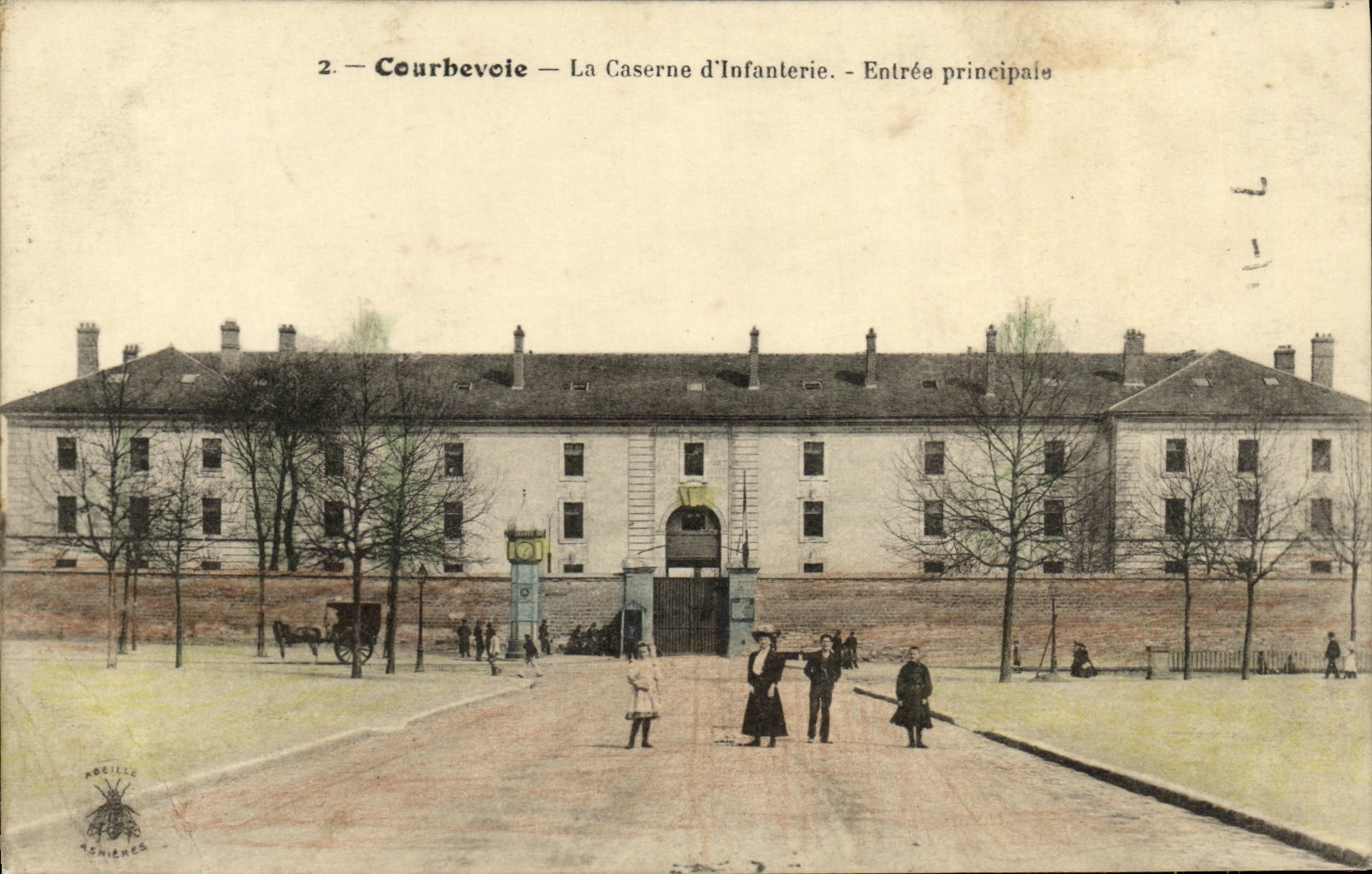 VINTAGE POSTCARD Courbevoie Casene D Infantry Militaria main entrance