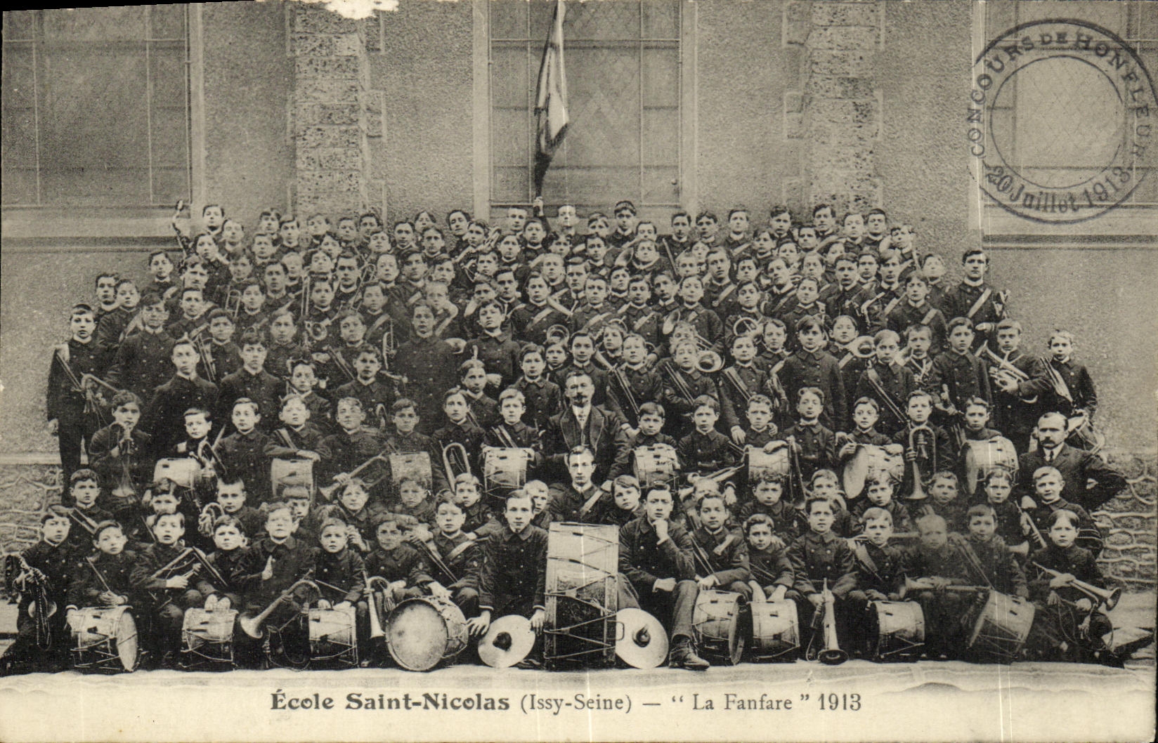 VINTAGE POSTCARD School Saint Nicolas the Brass band 1913 Children TOP