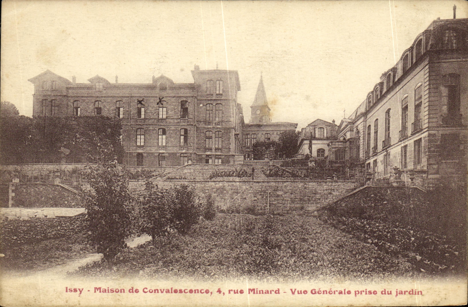 Opinion de Minard de la calle de la clinica de reposo de Issy de la POSTAL de la VENDIMIA tomada del jardin