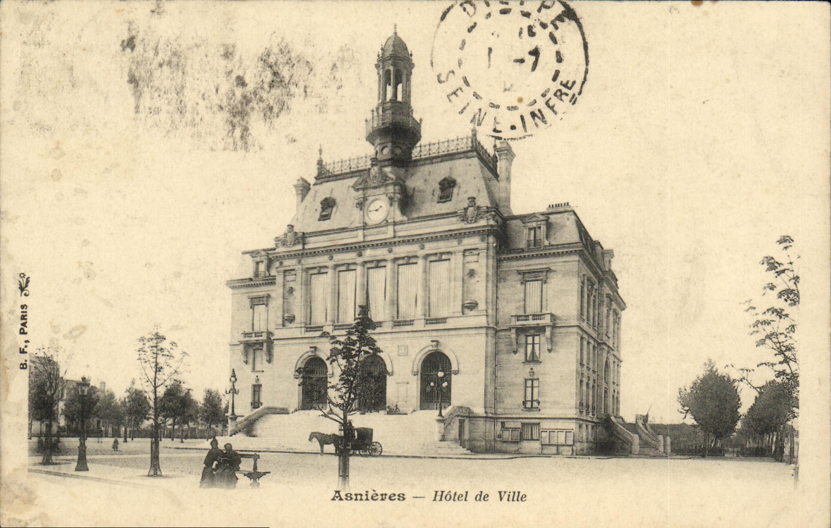 VINTAGE POSTCARD Asnieres Town hall