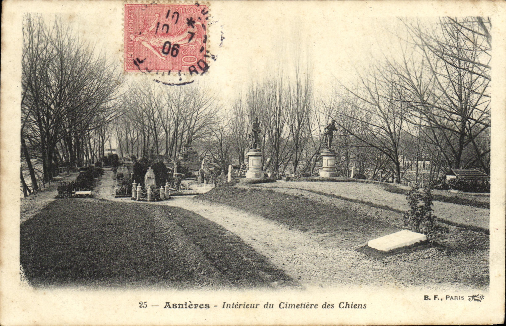 VINTAGE POSTCARD Interior Asnieres of the Cemetery of the Dogs