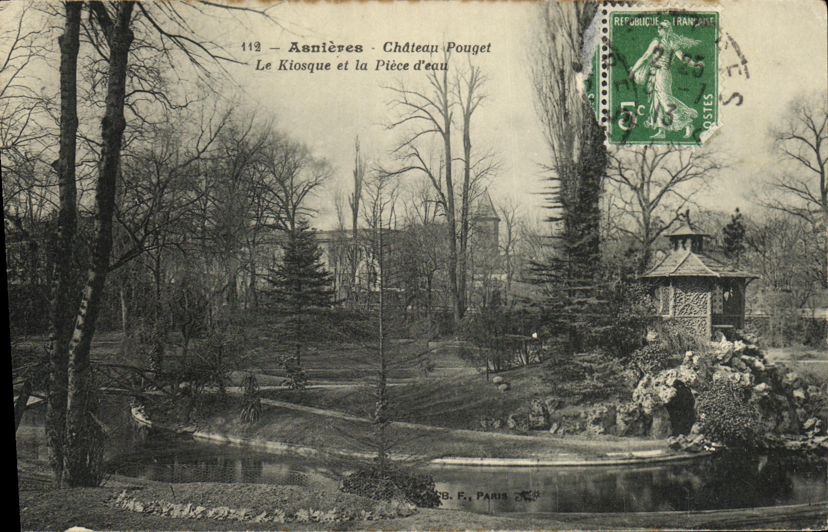 VINTAGE POSTCARD Asnieres Pouget Castle the Kiosk and the Part D water