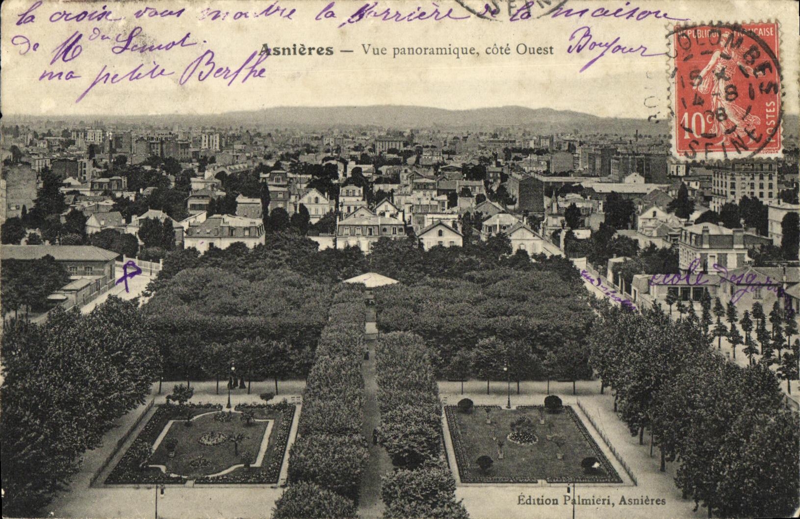 VINTAGE POSTCARD Asnieres Panoramic View West coast