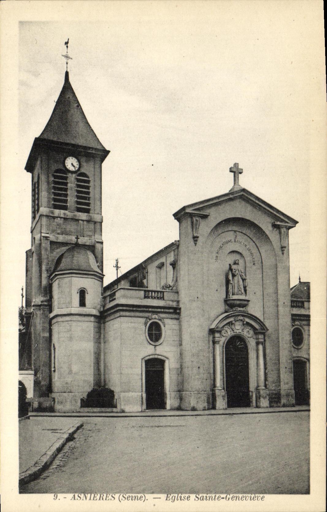 VINTAGE POSTCARD Asnieres Church Sainte Genevieve