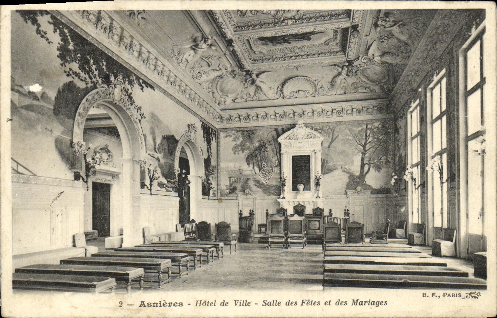 VINTAGE POSTCARD Asnieres Town hall Village hall and Marriages