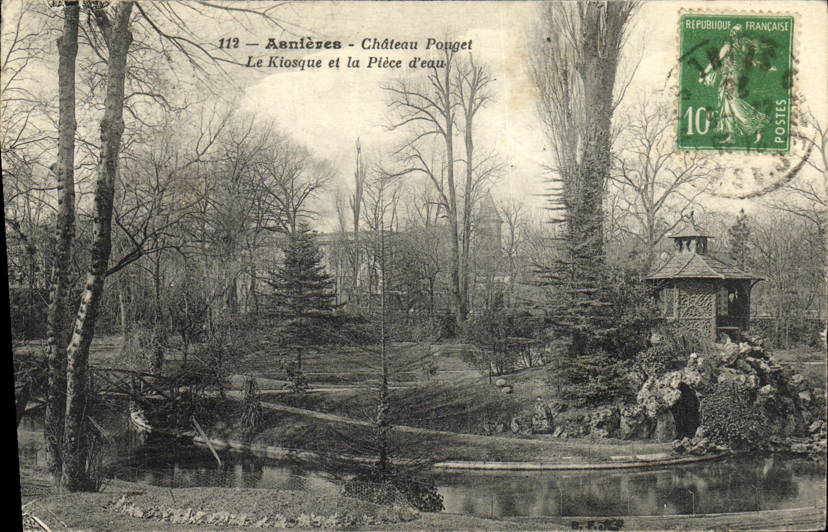 CPA Asnieres Chateau Pouget Le Kiosque et la Piece d eau